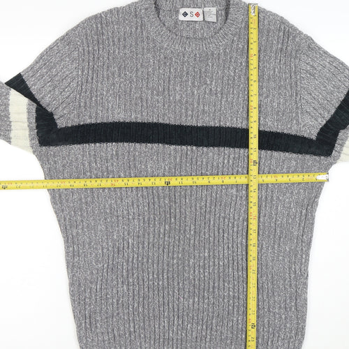 CSG Men's Grey Rib Knit Crew Neck Pullover Jumper M