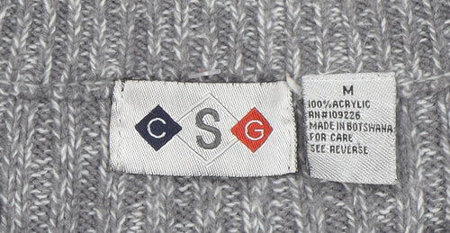 CSG Men's Grey Rib Knit Crew Neck Pullover Jumper M