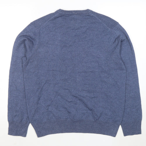 Dockers Men's Blue Argyle Crew Neck Acrylic Jumper Size M
