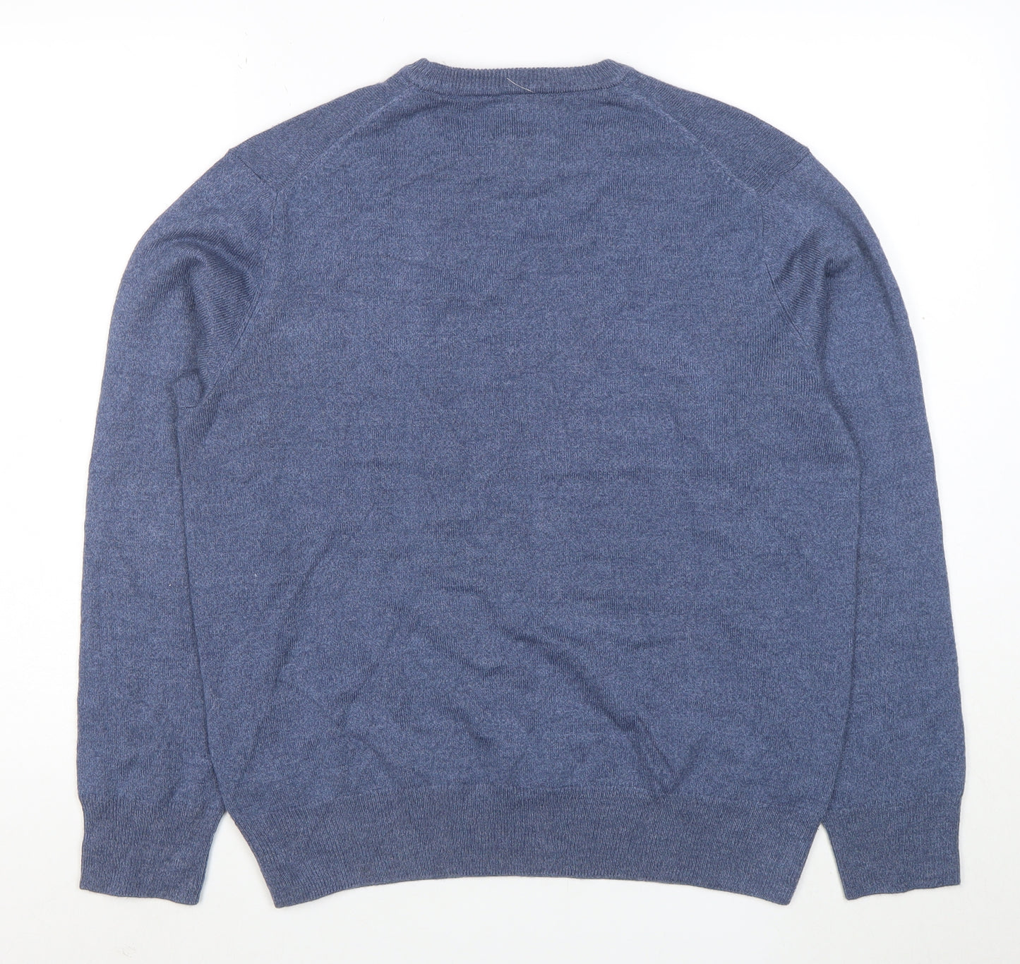 Dockers Men's Blue Argyle Crew Neck Acrylic Jumper Size M