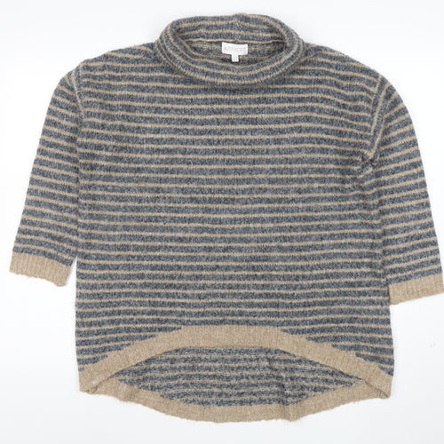 Apricot Women’s Beige Striped Roll Neck Knit Jumper Size 10