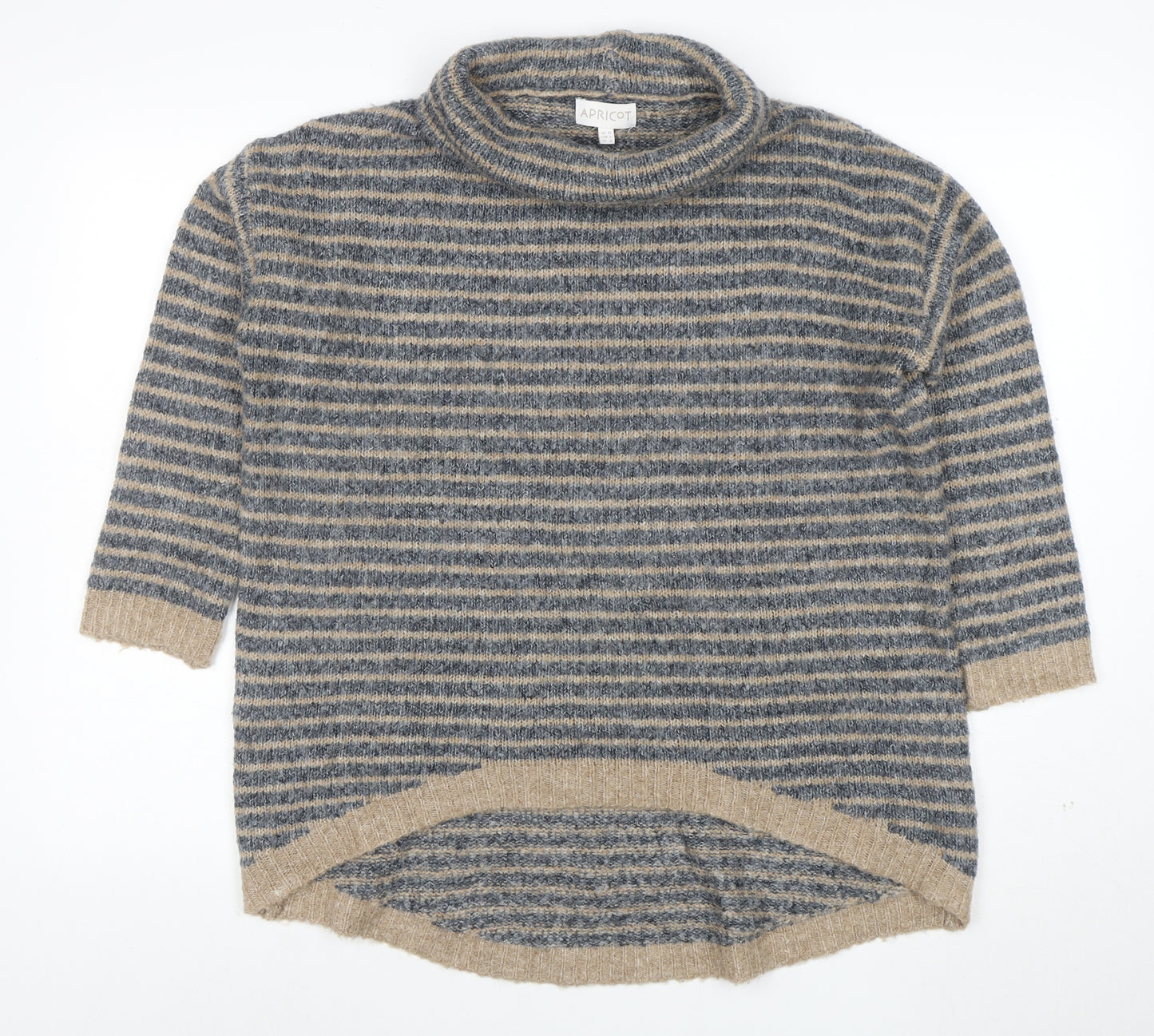 Apricot Women’s Beige Striped Roll Neck Knit Jumper Size 10