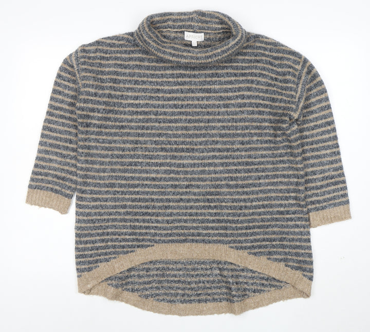 Apricot Women’s Beige Striped Roll Neck Knit Jumper Size 10