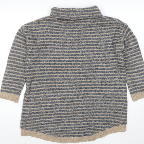 Apricot Women’s Beige Striped Roll Neck Knit Jumper Size 10