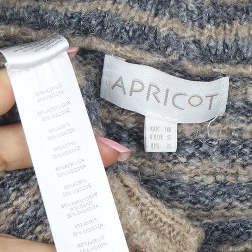 Apricot Women’s Beige Striped Roll Neck Knit Jumper Size 10