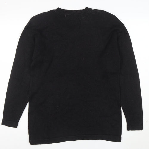Western Connection Women's Black Beaded V-Neck Knit Jumper Size S