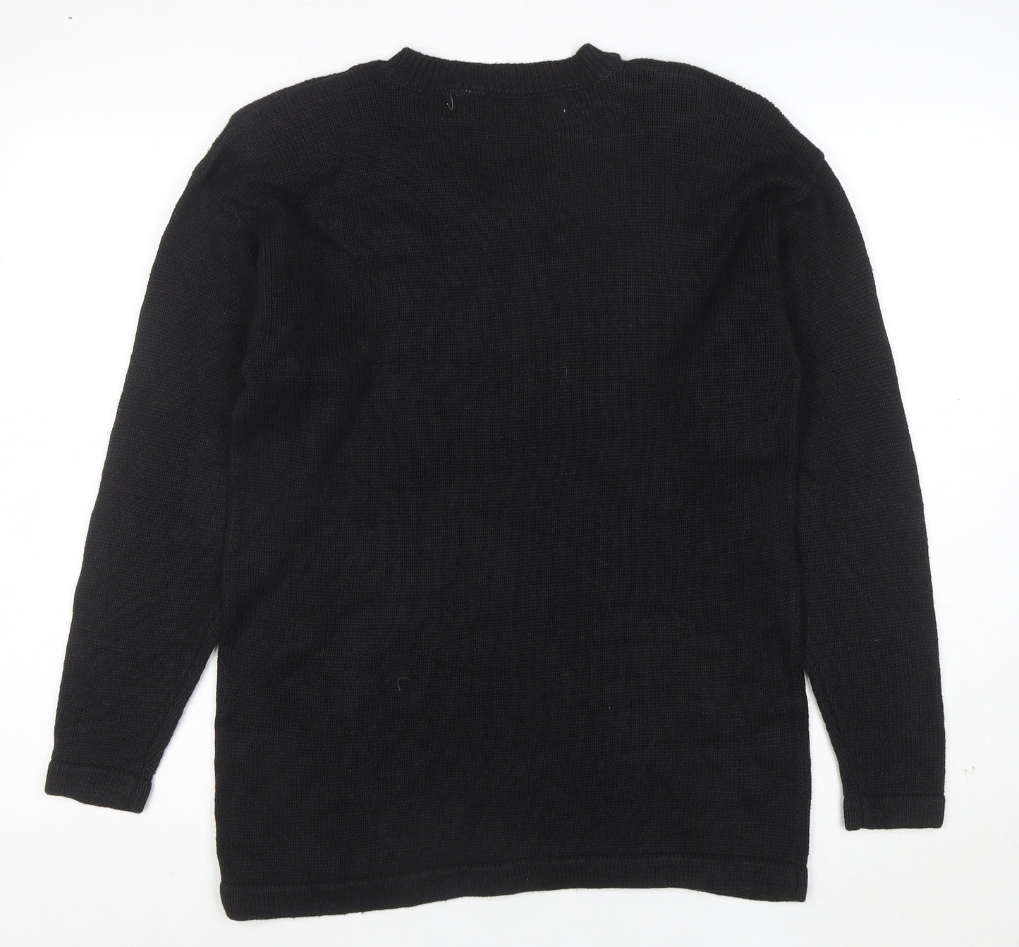 Western Connection Women's Black Beaded V-Neck Knit Jumper Size S
