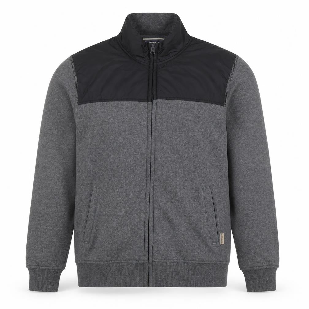 Front view of Flying Machine Men's Grey Full Zip Sweatshirt Medium