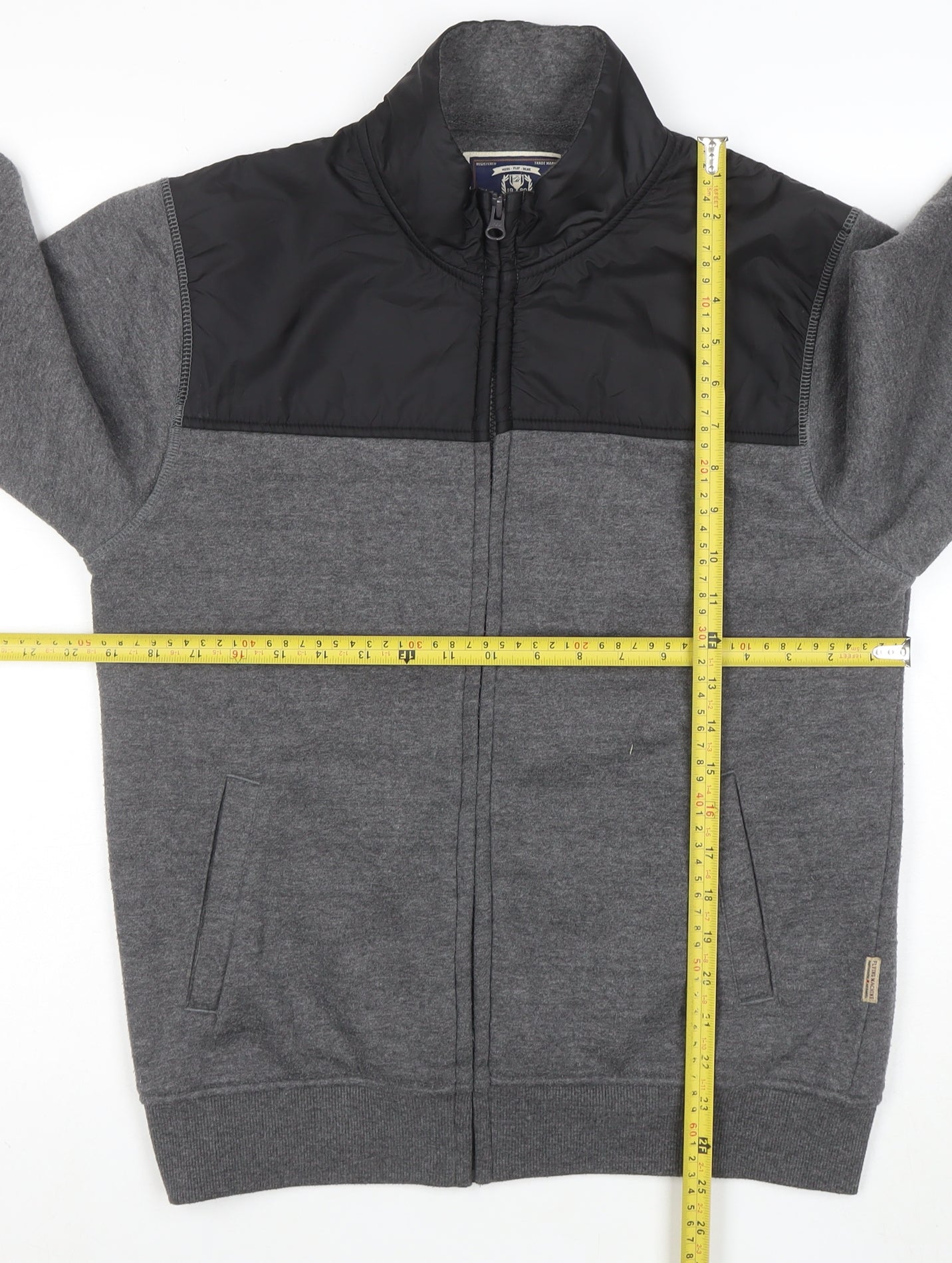 Flying Machine Men's Grey Full Zip Sweatshirt Medium