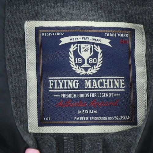 Flying Machine Men's Grey Full Zip Sweatshirt Medium