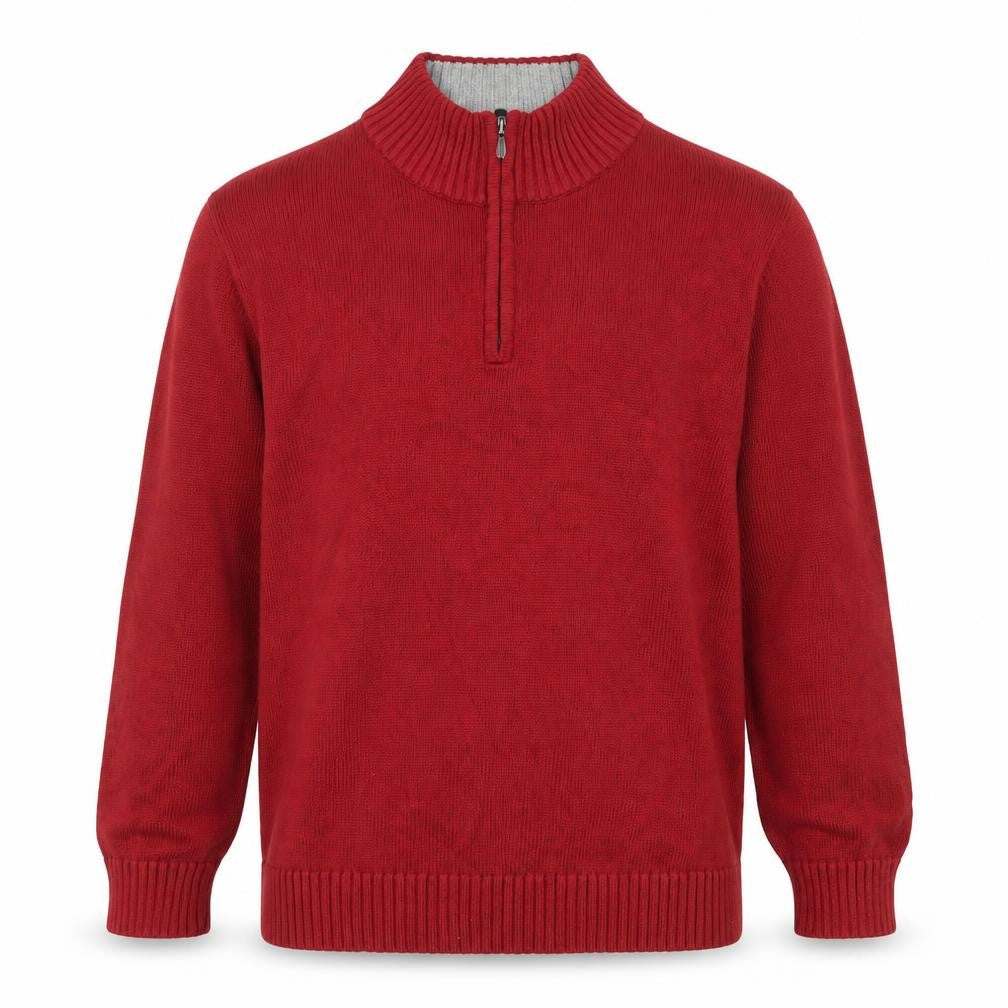L.L. Bean Men's Red Cotton 1/4 Zip High Neck Jumper Size L