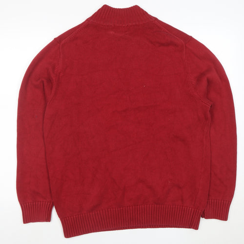 L.L. Bean Men's Red Cotton 1/4 Zip High Neck Jumper Size L