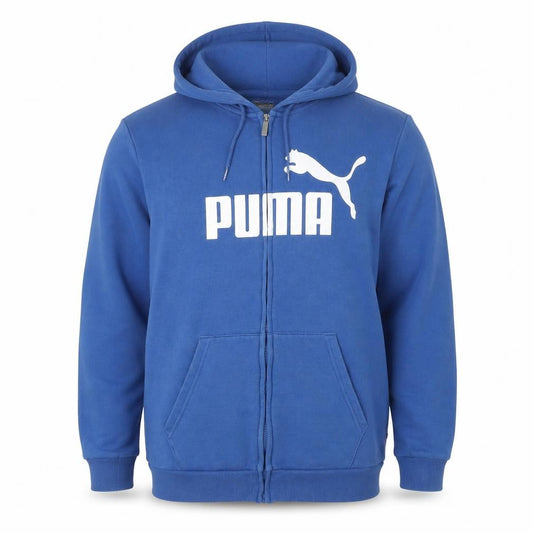 Front view of Puma Men's Blue Full Zip Hoodie XL Logo Sportswear