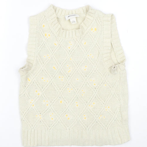 Monki Women's Ivory Cable-Knit Sleeveless Vest Jumper Size S