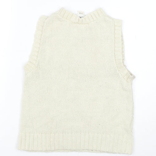 Monki Women's Ivory Cable-Knit Sleeveless Vest Jumper Size S