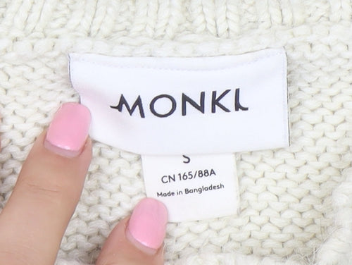 Monki Women's Ivory Cable-Knit Sleeveless Vest Jumper Size S