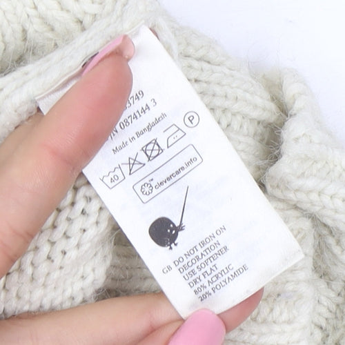 Monki Women's Ivory Cable-Knit Sleeveless Vest Jumper Size S