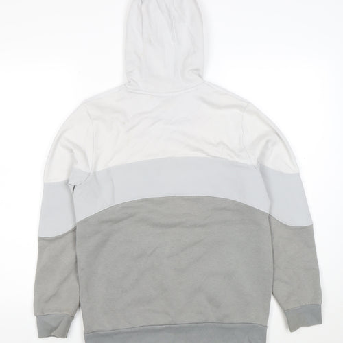 Adidas Boys Grey Colourblock Pullover Hoodie Size 13-14 Years
