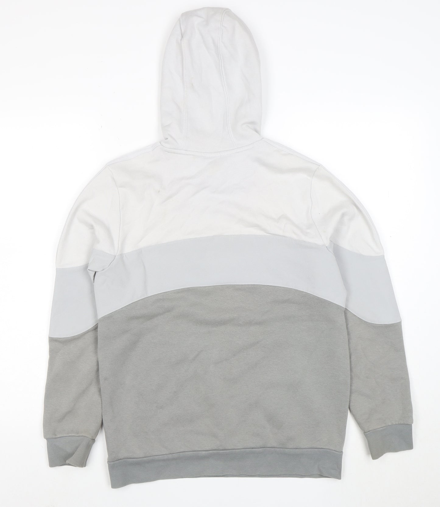 Adidas Boys Grey Colourblock Pullover Hoodie Size 13-14 Years