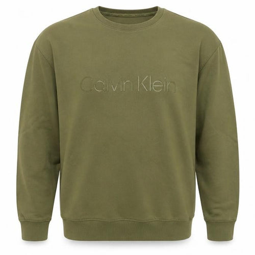 Calvin Klein Men's Green Logo Cotton Pullover Sweatshirt M