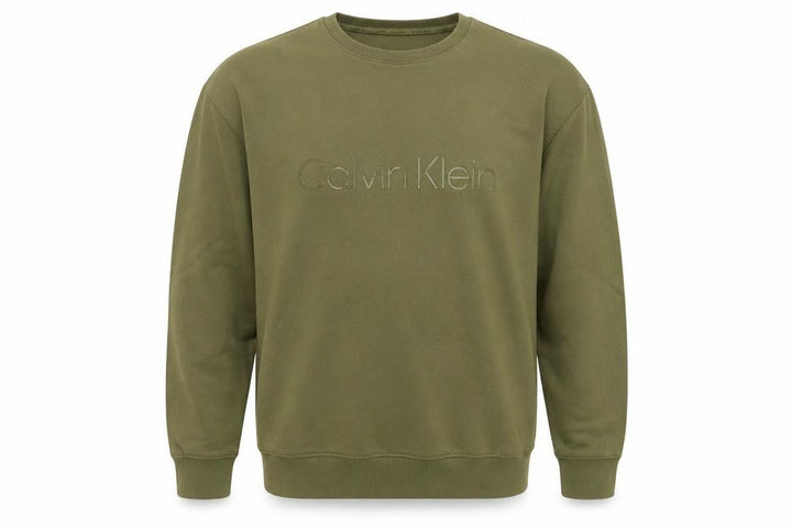 Calvin Klein Men's Green Logo Cotton Pullover Sweatshirt M