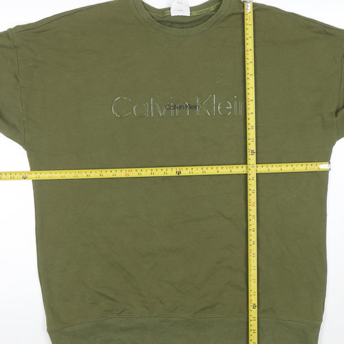 Calvin Klein Men's Green Logo Cotton Pullover Sweatshirt M