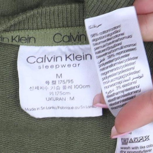 Calvin Klein Men's Green Logo Cotton Pullover Sweatshirt M