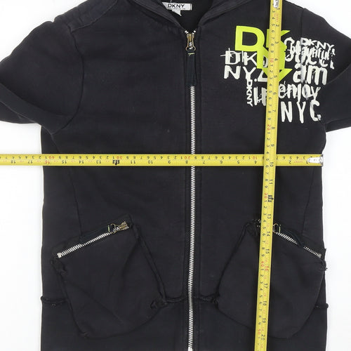 DKNY Women's Black Full Zip Hoodie Sweatshirt Size 16