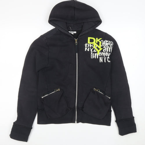 DKNY Women's Black Full Zip Hoodie Sweatshirt Size 16