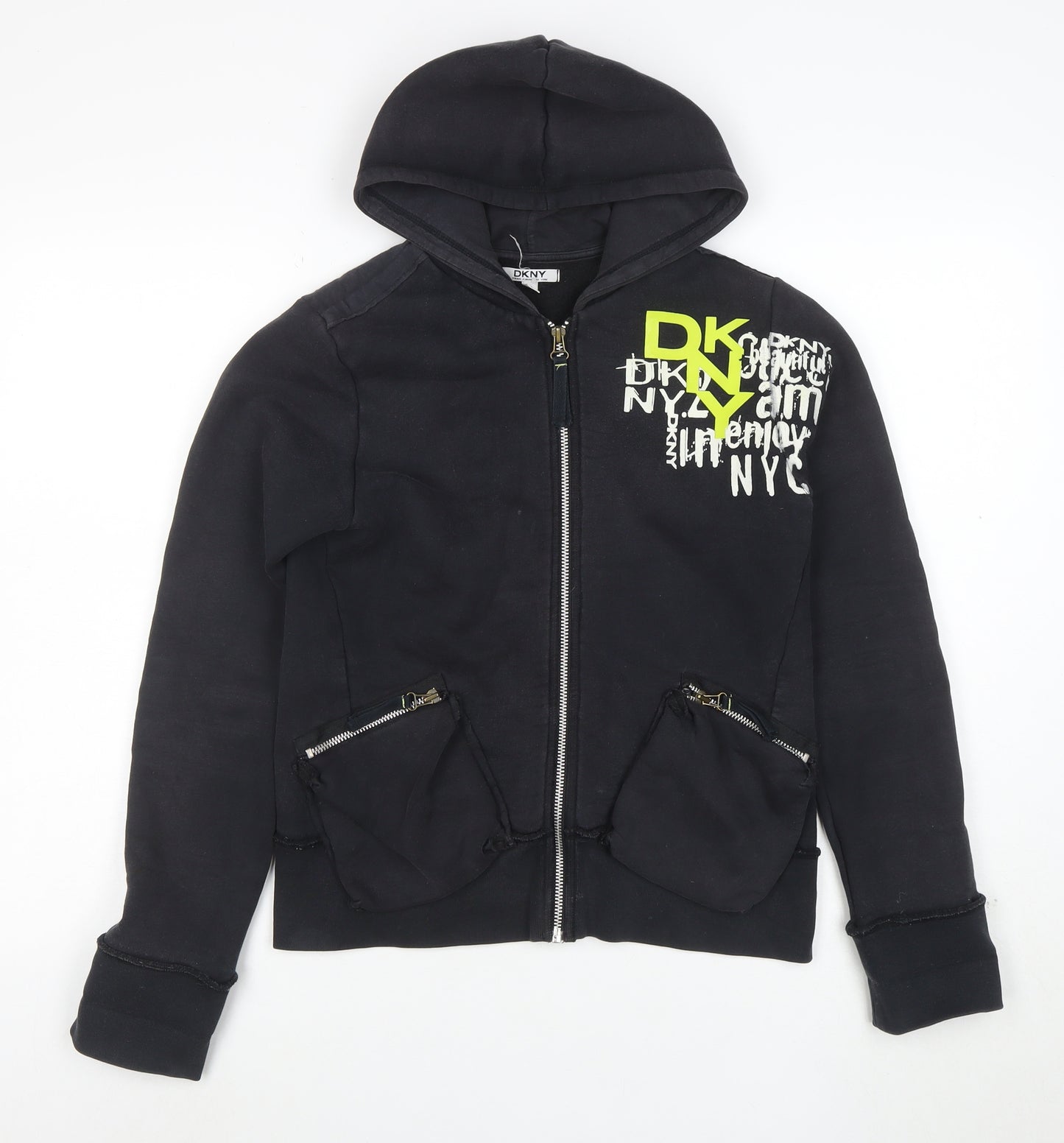 DKNY Women's Black Full Zip Hoodie Sweatshirt Size 16