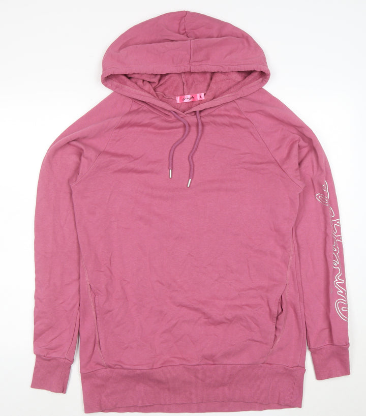 Pineapple Women Pink Long Sleeve Pullover Hoodie L Cotton Blend