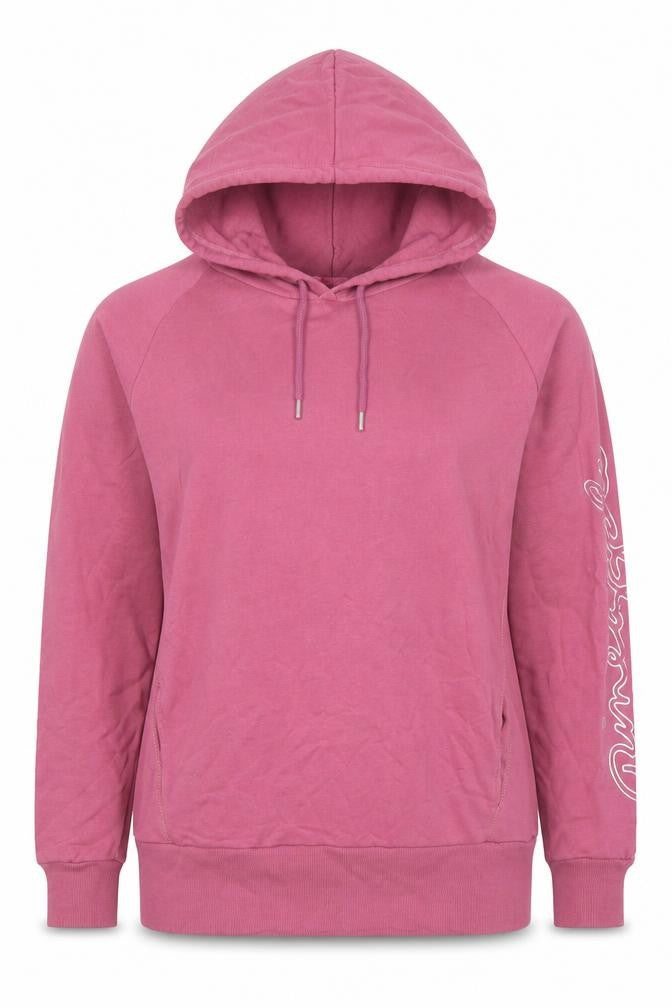 Front view of Pineapple Women Pink Long Sleeve Pullover Hoodie L Cotton Blend