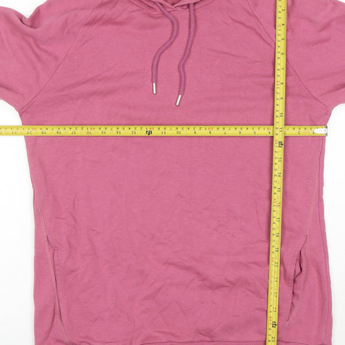 Pineapple Women Pink Long Sleeve Pullover Hoodie L Cotton Blend