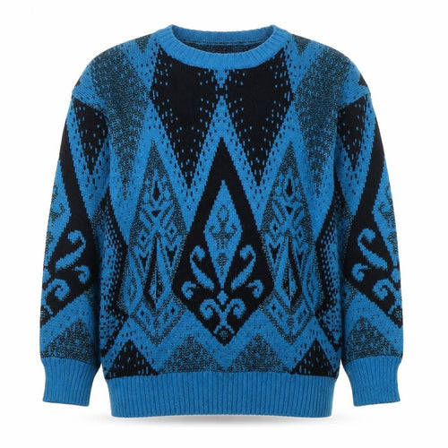 Petite Collection by Joyce Women’s Blue Geometric Knit Jumper L