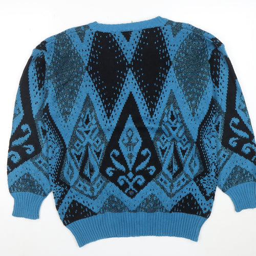 Petite Collection by Joyce Women’s Blue Geometric Knit Jumper L