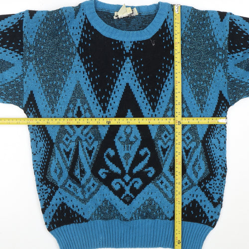 Petite Collection by Joyce Women’s Blue Geometric Knit Jumper L