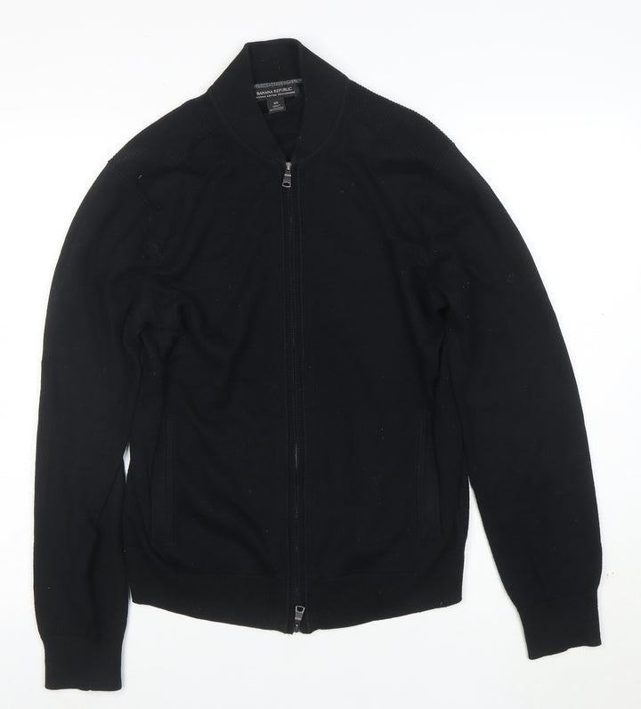 Banana Republic Mens Black XS Full Zip Cotton Cashmere Jumper
