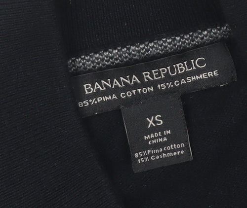 Banana Republic Mens Black XS Full Zip Cotton Cashmere Jumper
