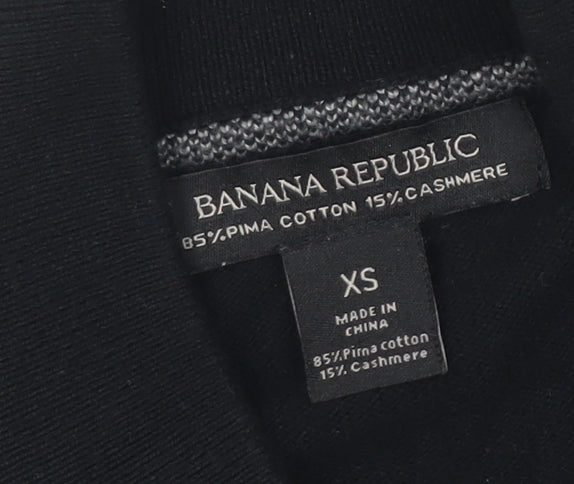 Banana Republic Mens Black XS Full Zip Cotton Cashmere Jumper