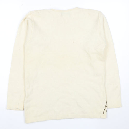 Principles Women's Ivory Angora Wool Beaded Jumper Size S