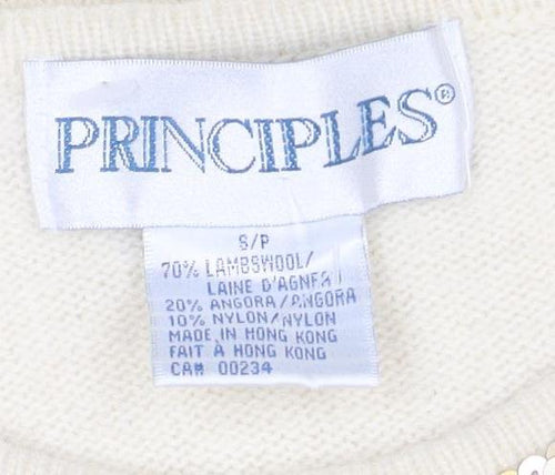 Principles Women's Ivory Angora Wool Beaded Jumper Size S