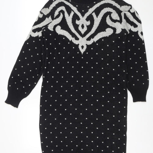 Dressy Tessy Women's Black Knit Geometric Sweater Dress M