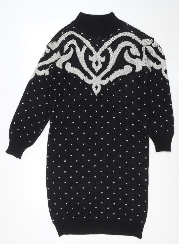 Dressy Tessy Women's Black Knit Geometric Sweater Dress M