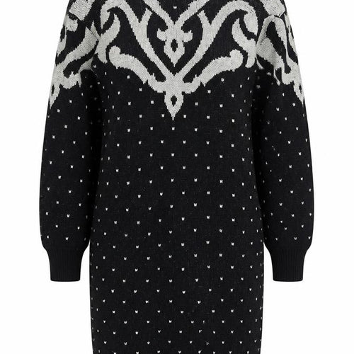 Dressy Tessy Women's Black Knit Geometric Sweater Dress M