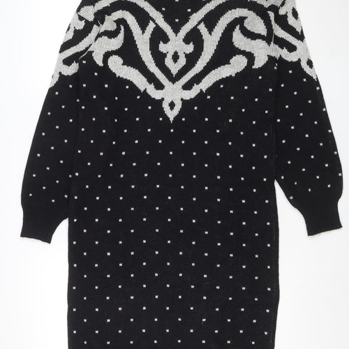 Dressy Tessy Women's Black Knit Geometric Sweater Dress M