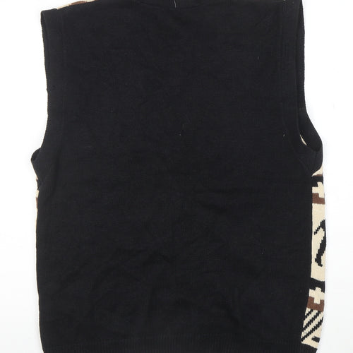 Anthony Mark Hankins Men's Black L Animal Print Sleeveless Cardigan