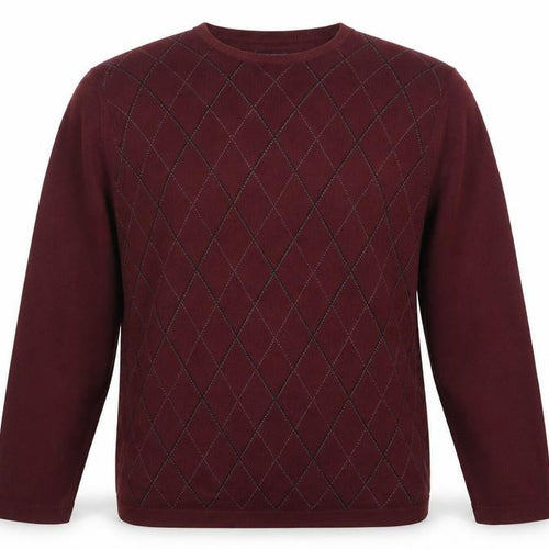 Denver Hayes Men's Brown Argyle Acrylic Crew Neck Jumper Size L