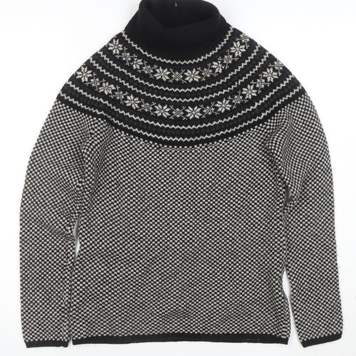 Brooks Brothers Men's Black Fair Isle Wool Roll Neck Jumper XS