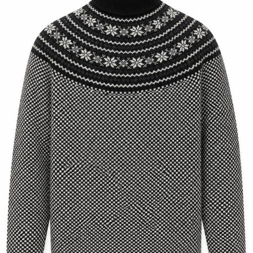 Brooks Brothers Men's Black Fair Isle Wool Roll Neck Jumper XS