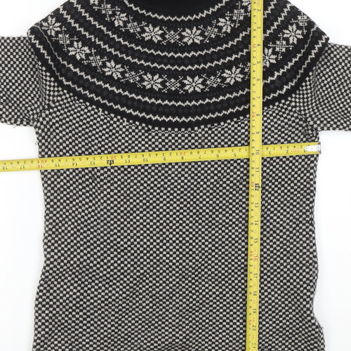 Brooks Brothers Men's Black Fair Isle Wool Roll Neck Jumper XS